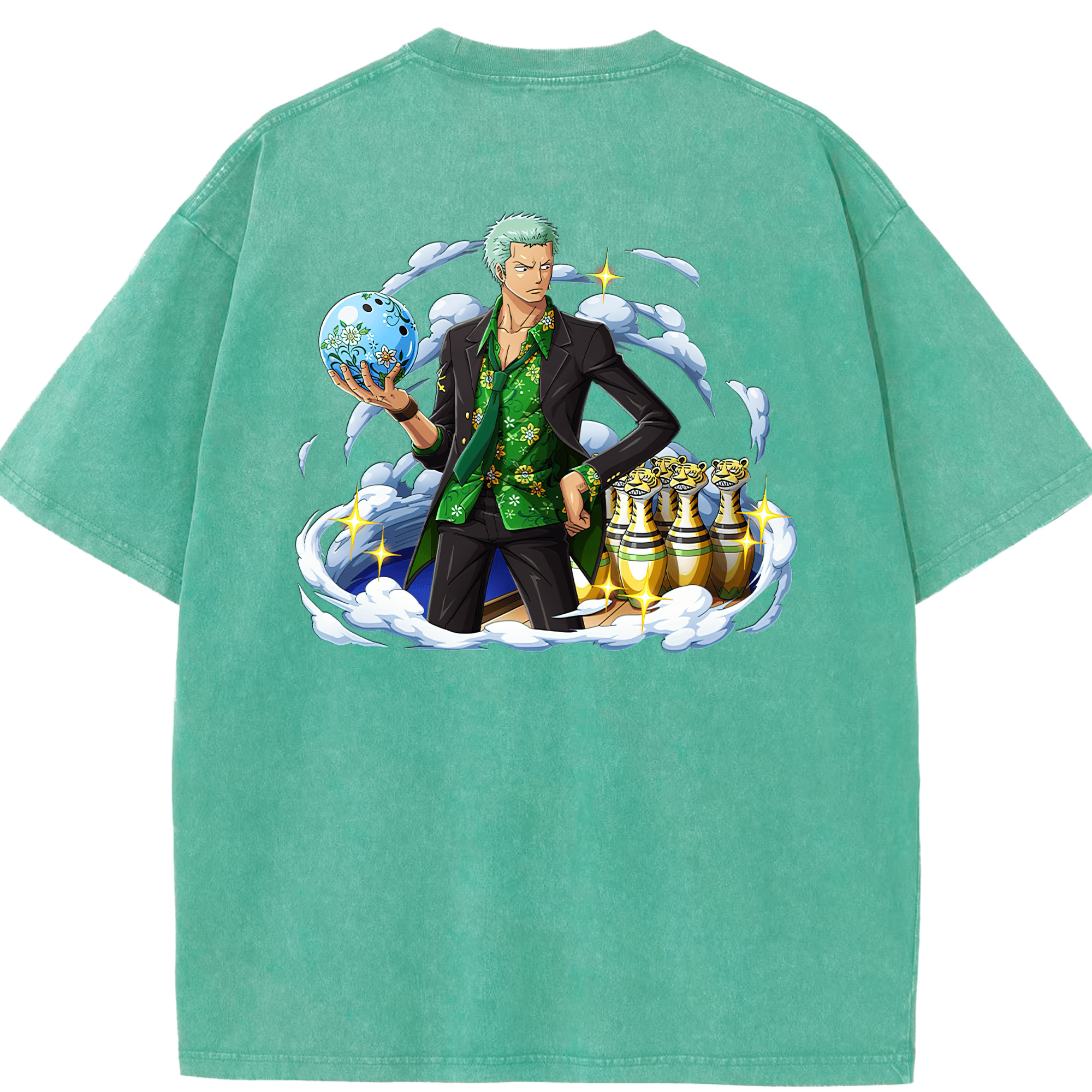 ワンピース ロロノア・ゾロ ONE PIECE Roronoa Zoro 綿100% ヴィンテージ風 半袖Tシャツ（背面プリント）